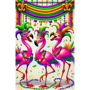 Mardi Gras Carnival Flamingo Garden Flag: Year-Round Festive Decor